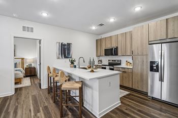 Modern kitchen with wood cabinetry